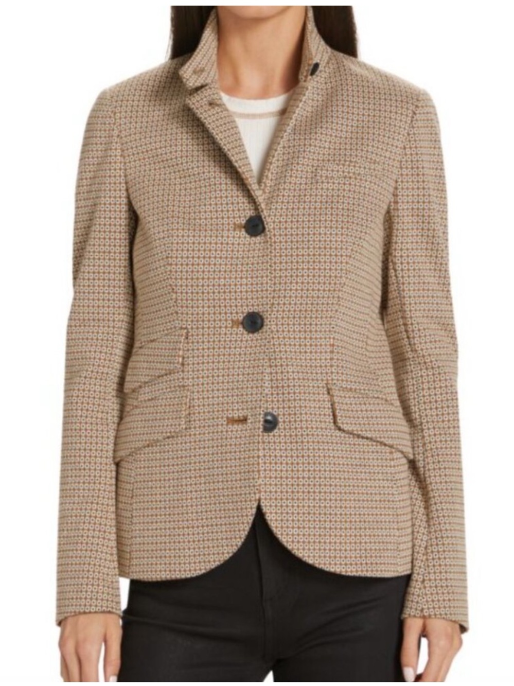 Rag & Bone Slade Geo Print Cotton Blend Blazer Jacket Brown Size 4 - Picture 2 of 16